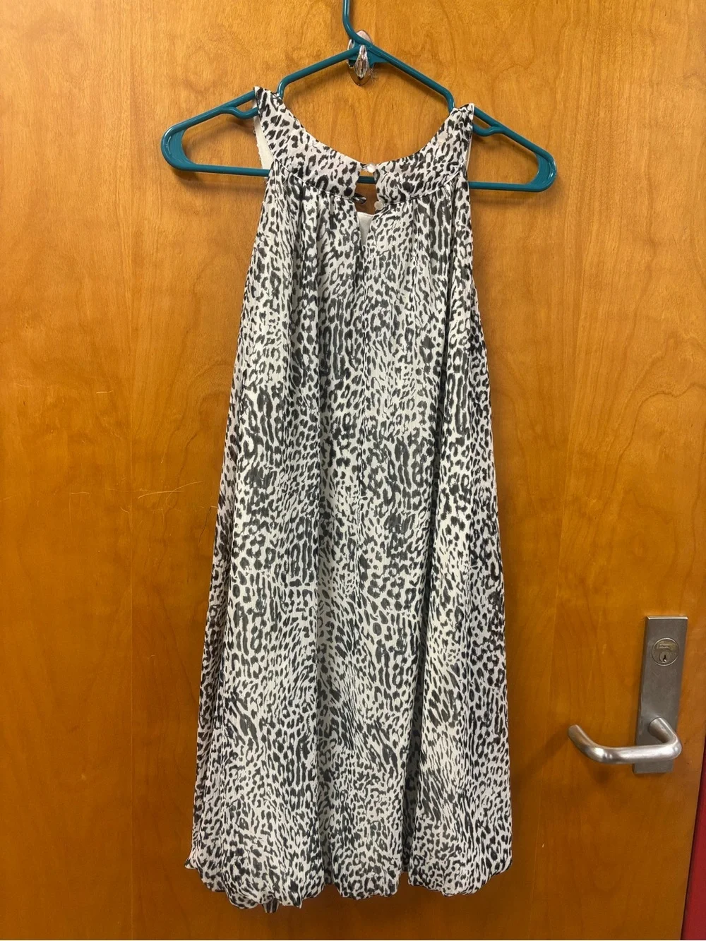 Pinky Black & White Leopard Halter Dress with Sequin Neckline